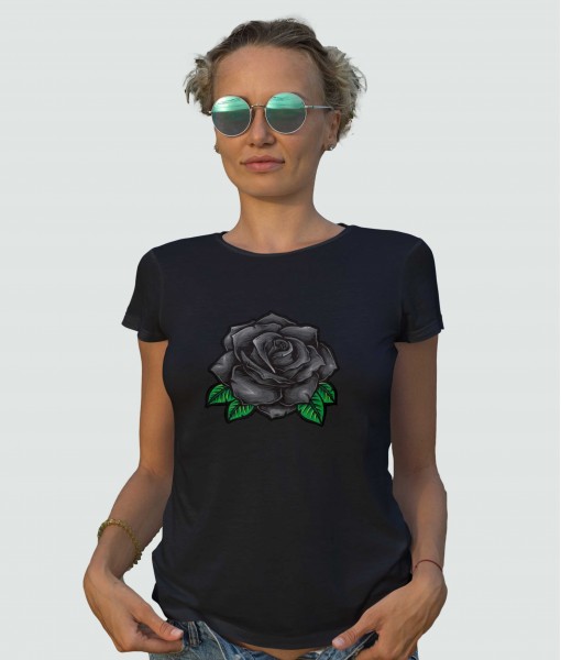 Дамска тениска с щампа Арт Black rose